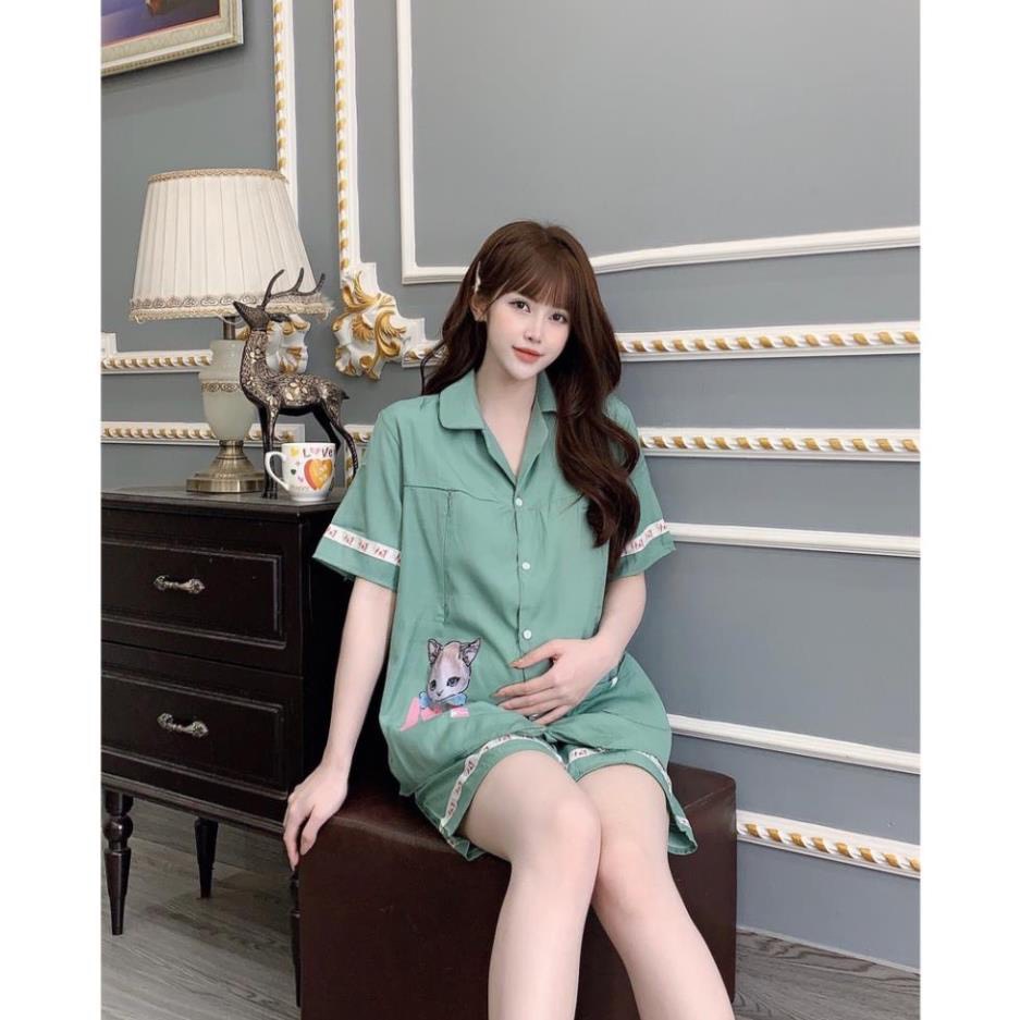 Đồ bộ bầu ĐÙI tiểu thư chất ĐŨI LỤA mềm mát cho mẹ bầu BĐ862