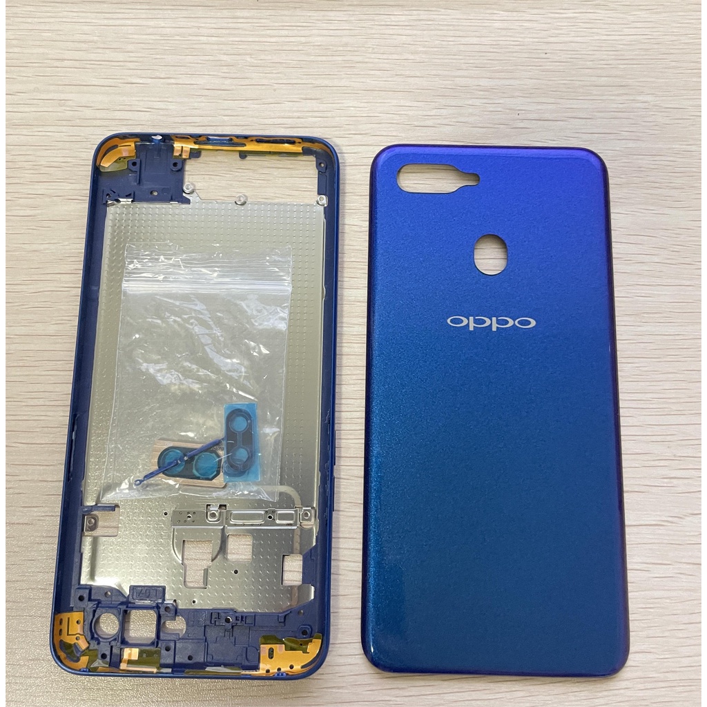 Front Full Housing Frame For Oppo A5s LCD Display Frame Middle Bezel Rear Battery Door Cover Camera Lens Side Button