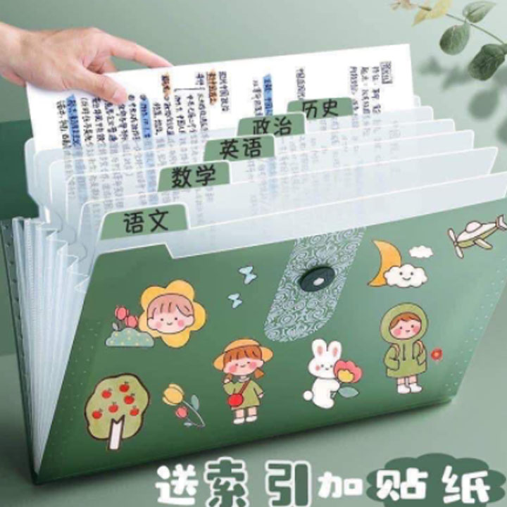 Túi đựng tài liệu khổ A4 thiết kế 12 ngăn, cặp tài liệu sticker
