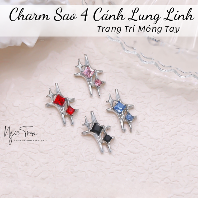 Charm Bạc Đính Đá Đủ Màu Trang Trí Móng Tay AB