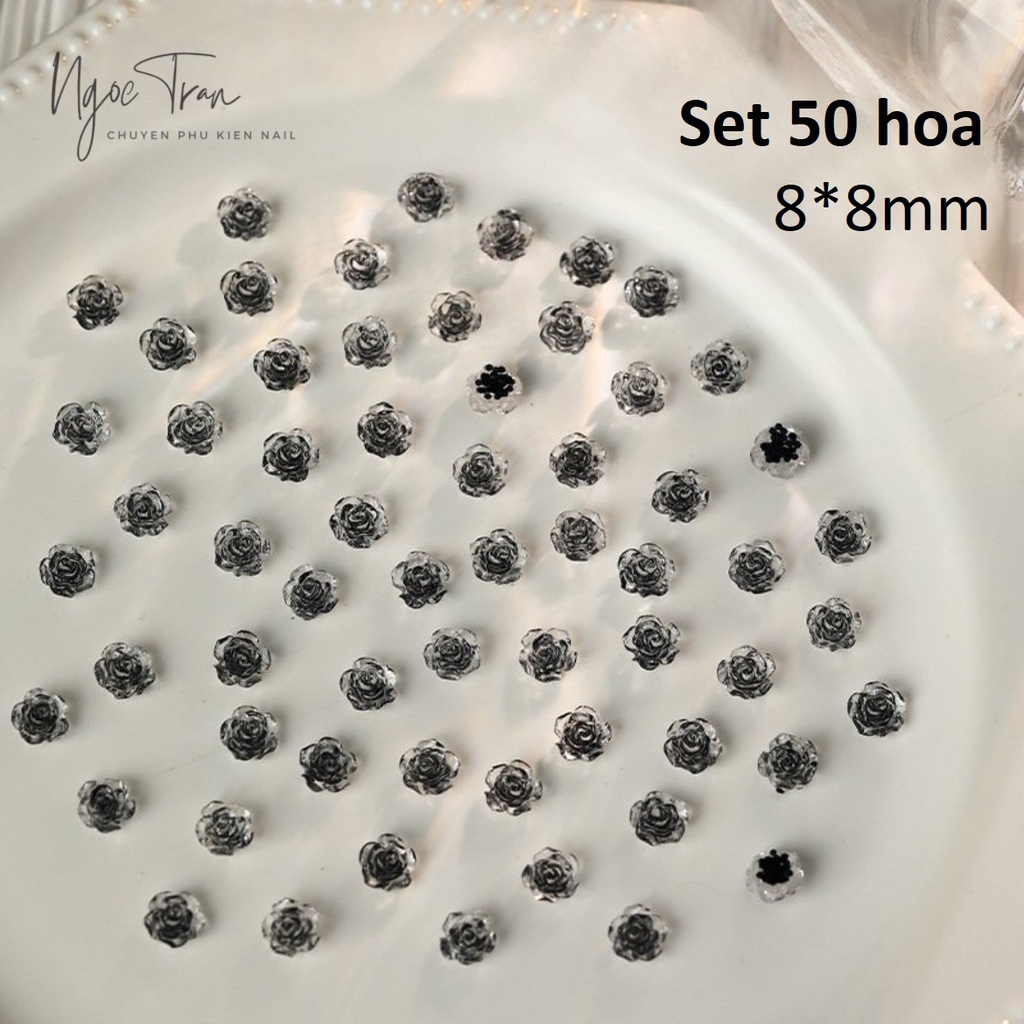 Set 25 charm hoa hồng pastel 2 màu | trang trí móng tay