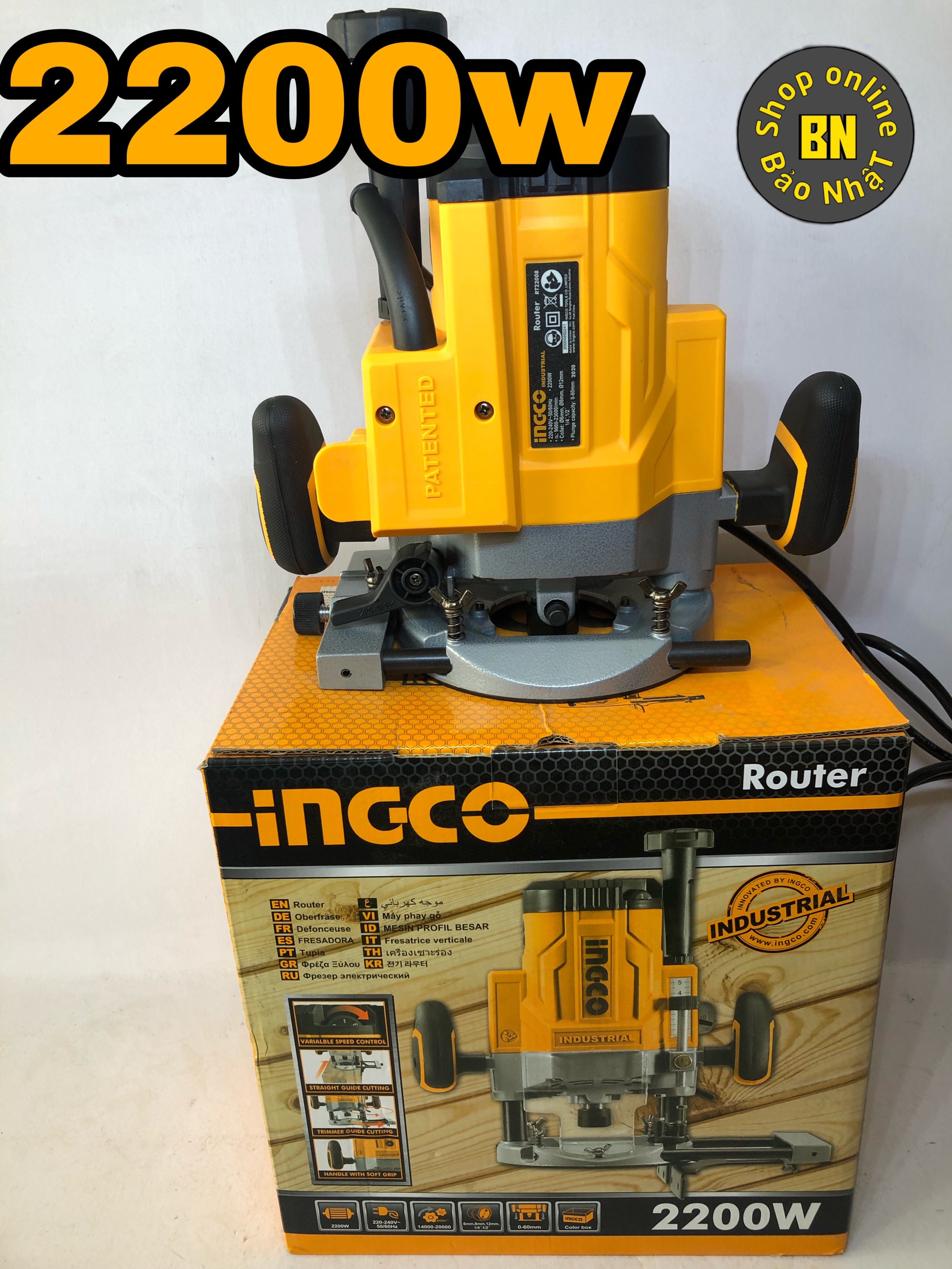 [Mã LIFEXANH03 giảm 10% đơn 500K] [Chính Hãng] Máy phay gỗ 2200w INGCO RT22008 -SHINSTORE