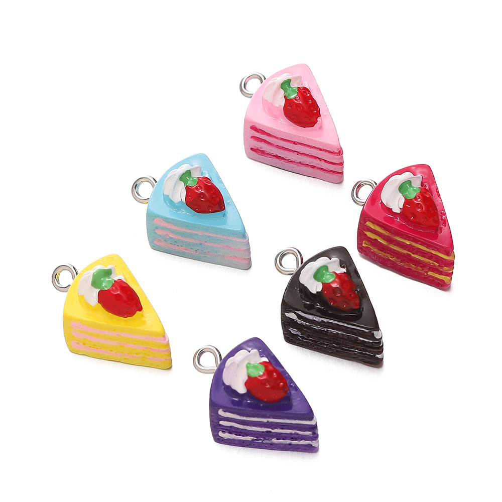 【Must-Have Accessories】 St.kunkka 5pcs Resin Pendant Imitation Dessert Strawberry Cake Pendant For DIY Beaded Jewelry Accessories Making.