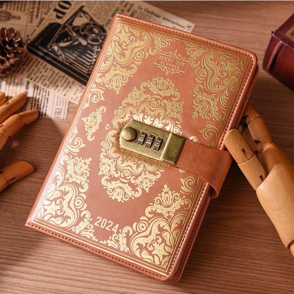 MMLUCK Password Locking 2024 Combination Lock Journal A5 Ruled Lined Paper Combination Lock Secret Diary Elegant General Memory Book Password Schedule Planner Secrets Writing