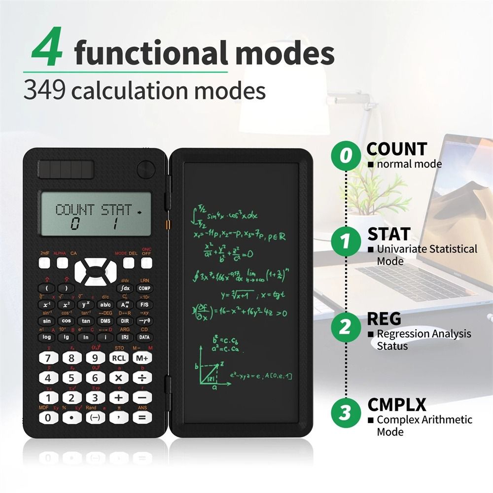 ICELUE Multifunction 417/349/498 Calculation Portable Office Supply Desktop Calculator Study Accessoires School Stationery School Office Function Calculator Digit Calculator Engineering Scientific Calculator With Writing Tablet Scientific Calculator