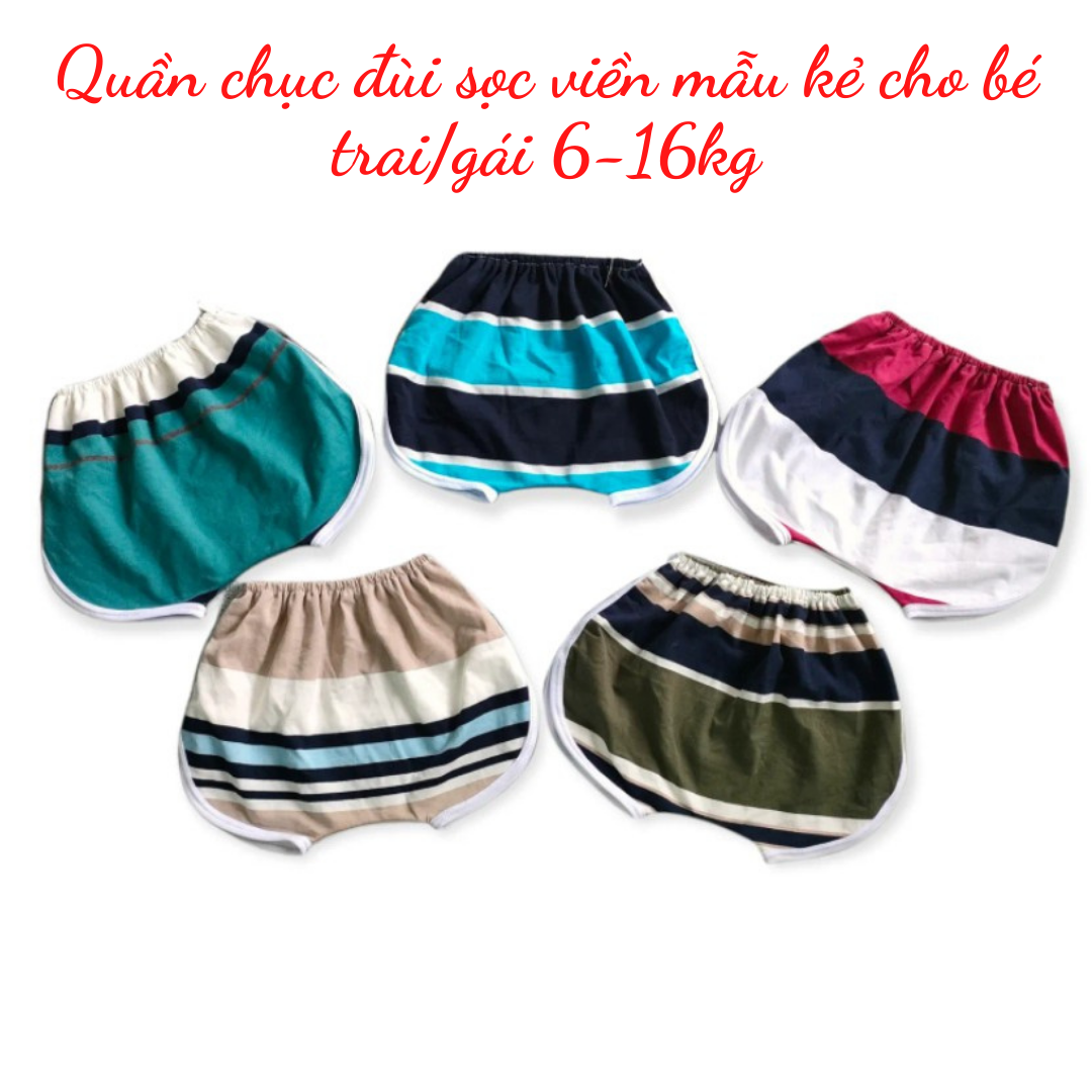 Quần đùi kẻ sọc viền cho bé trai/gái 6-16kg