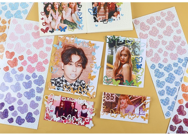 Tấm sticker laser lấp lánh họa tiết bướm