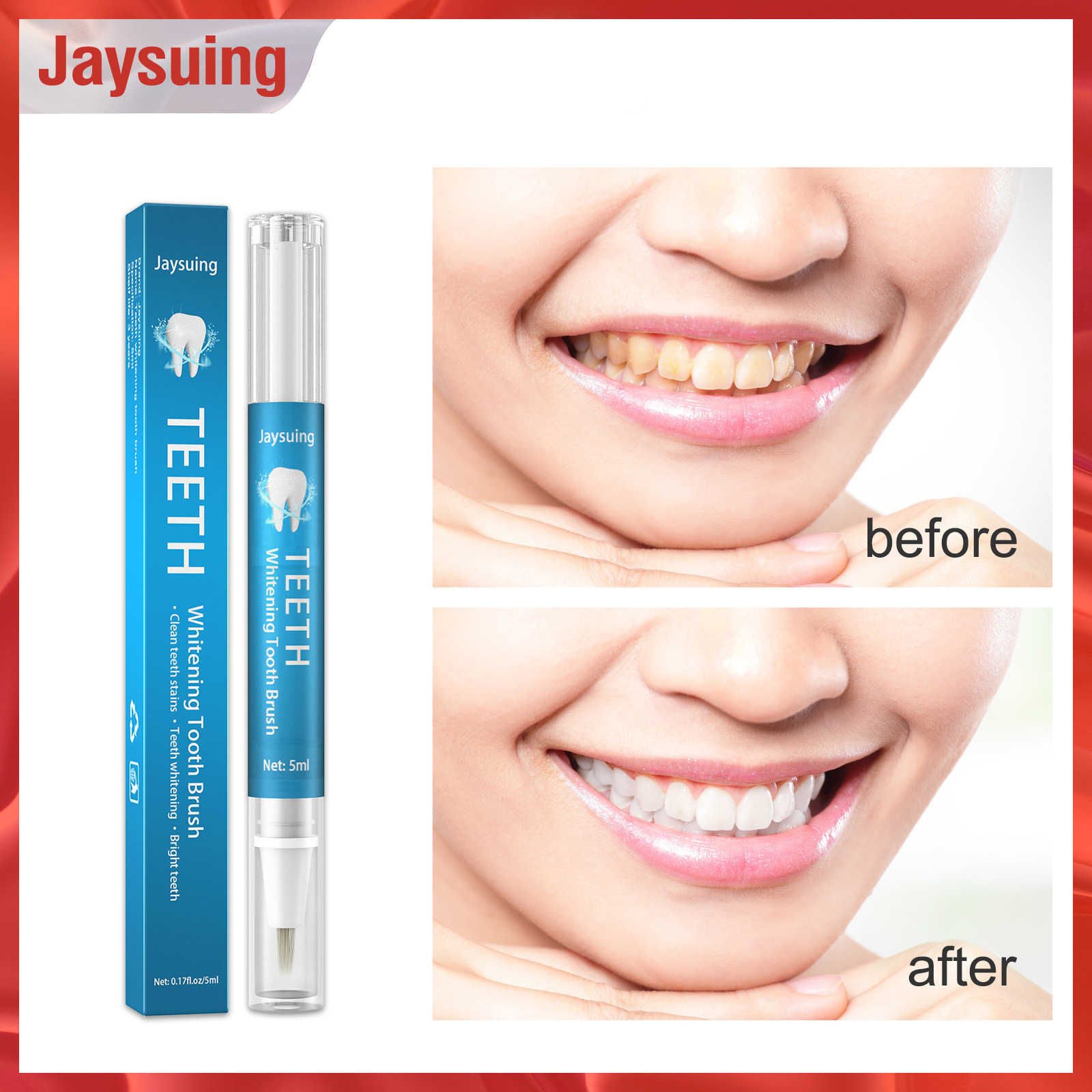 Jaysuing Teeth Whitening Pen Dazzling White Whitening Pen for Teeth Teeth Care Essence Pen