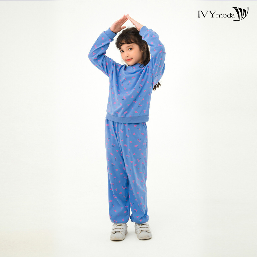 Bộ thun dài tay bé gái IVY moda MS 58G1576