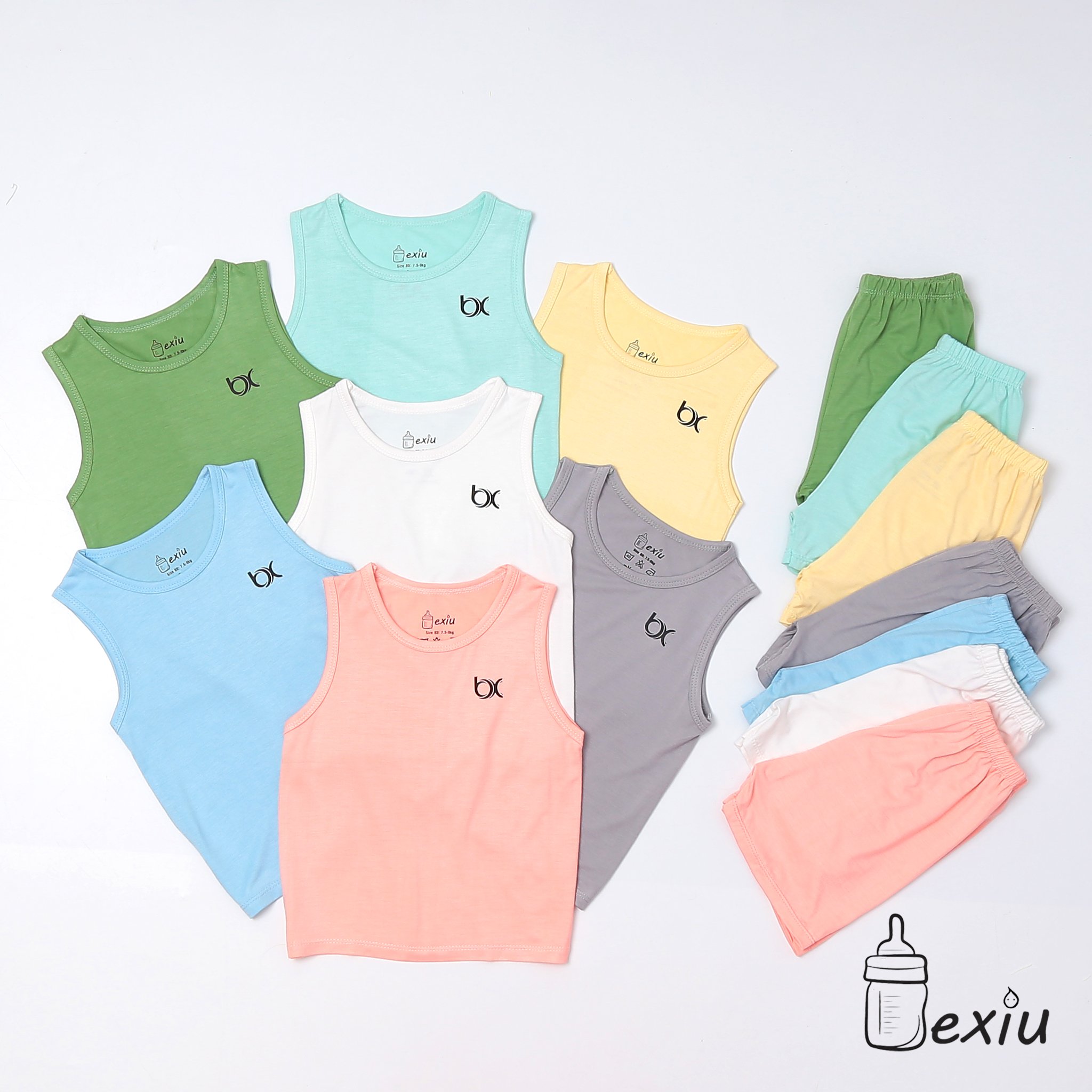 Hcmbộ ba lỗ màu bexiu bx - quần áo trẻ sơ sinh vải cotton lạnh mát mềm - ảnh sản phẩm 9