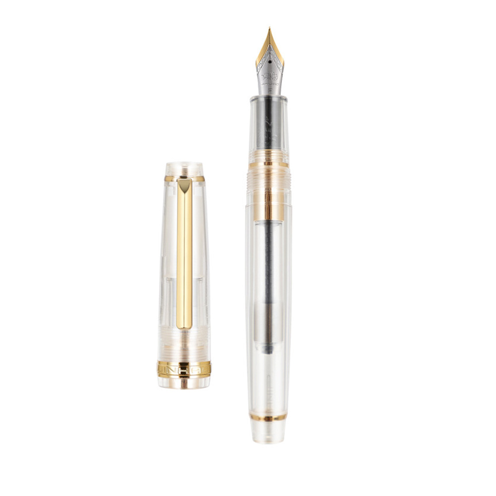 FG Jinhao 82 Fountain Pen Acrylic Ink Pen Spin Golden EF F Nib Elegante