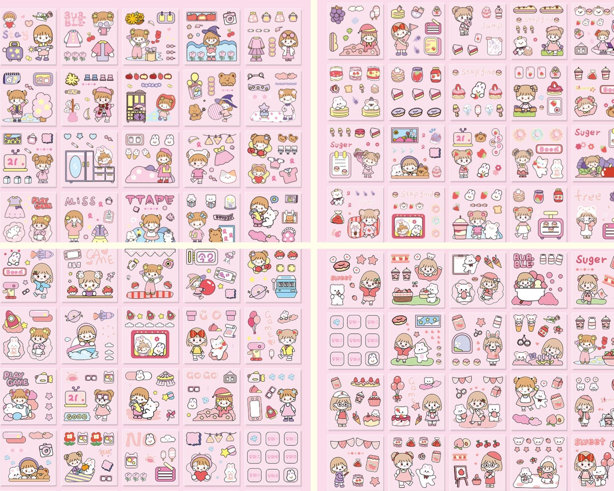 Hộp 100 tấm sticker cute - Momo Chan