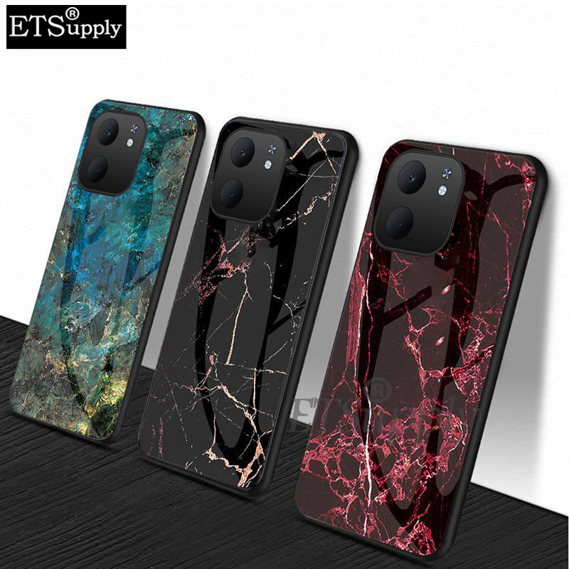 Phone case OPPO A5X Fashion Marble Tempered Glass Protector Soft Frame Silicon Back Cover OPPO A5X Case.