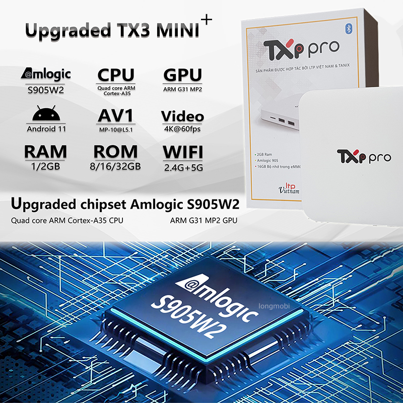 TXP Pro Plus 2024 Android tv box, Rom ATV 11 Có khiển giọng nói