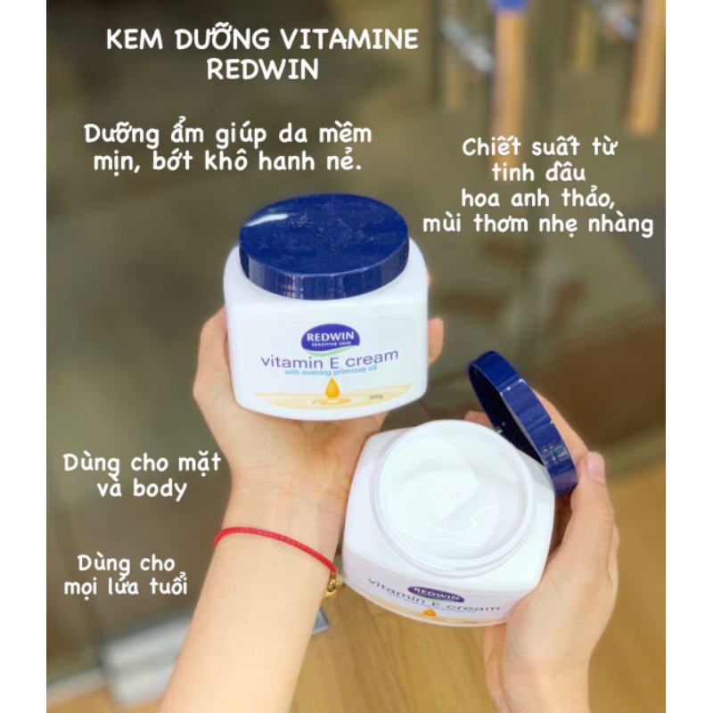 Kem dưỡng da mềm mịn Redwin Vitamin E cream 300g