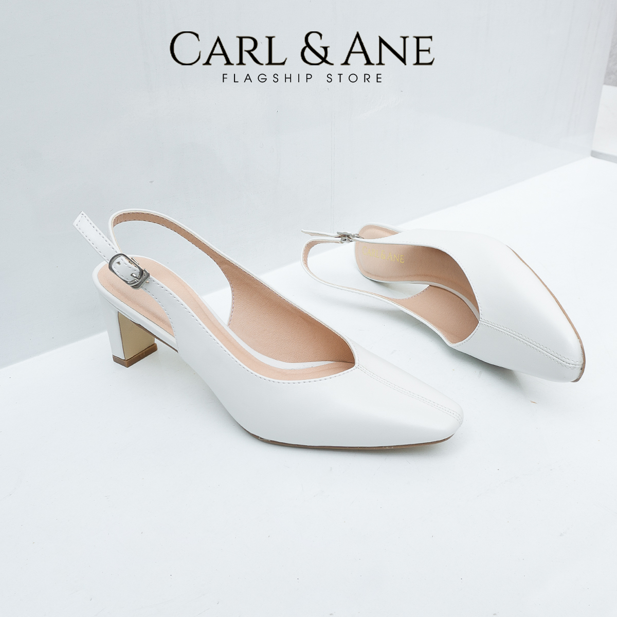 Carl & Ane - Giày cao gót mũi nhọn phối quai thời trang công sở cao 6cm màu nude - CL027