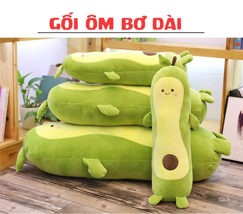 Gấu Bông quả bơ bơ ú tròn gối ôm bơ, Đủ kích thước, Vải Miniso mềm mịn, Bông Gòn êm ái, An toàn cho bé