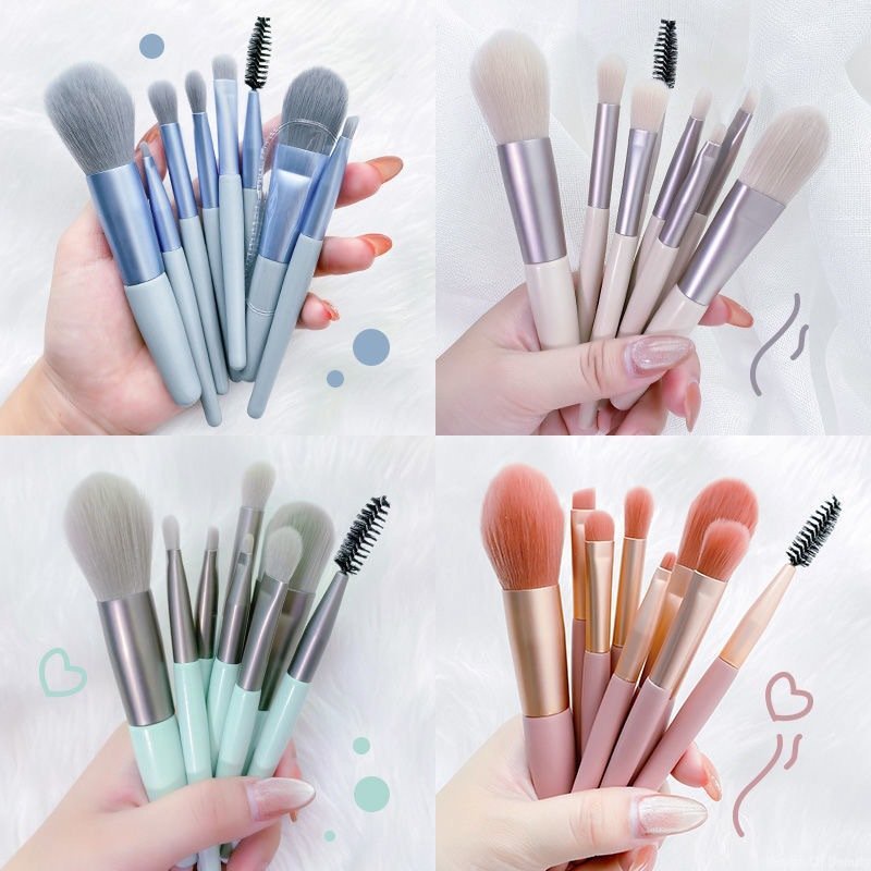 Set 8 Cọ Trang Điểm Mini Màu Macaron Dễ Mang Theo