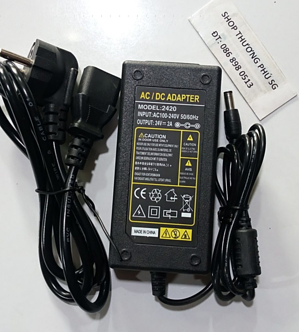 Bộ chuyển nguồn adapter dc: 24v - 2a - đầu lớn - chuẩn cắm 5.5mm x 2.1~2.5mm
