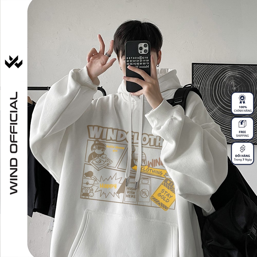 Áo hoodie unisex form rộng WIND MEDIA bản Premium nỉ ngoại nam nữ oversize