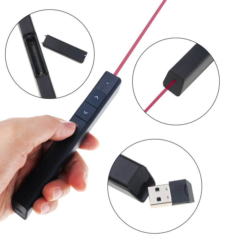 Kebidumei Con Trỏ Laser USB Không Dây 2.4GHz Bút Lật PPT Thuyết Trình Powerpoint Bút Bấm Trình Bày Điều Khiển Từ Xa Cho Giáo Viên Giảng Viên Giáo Sư