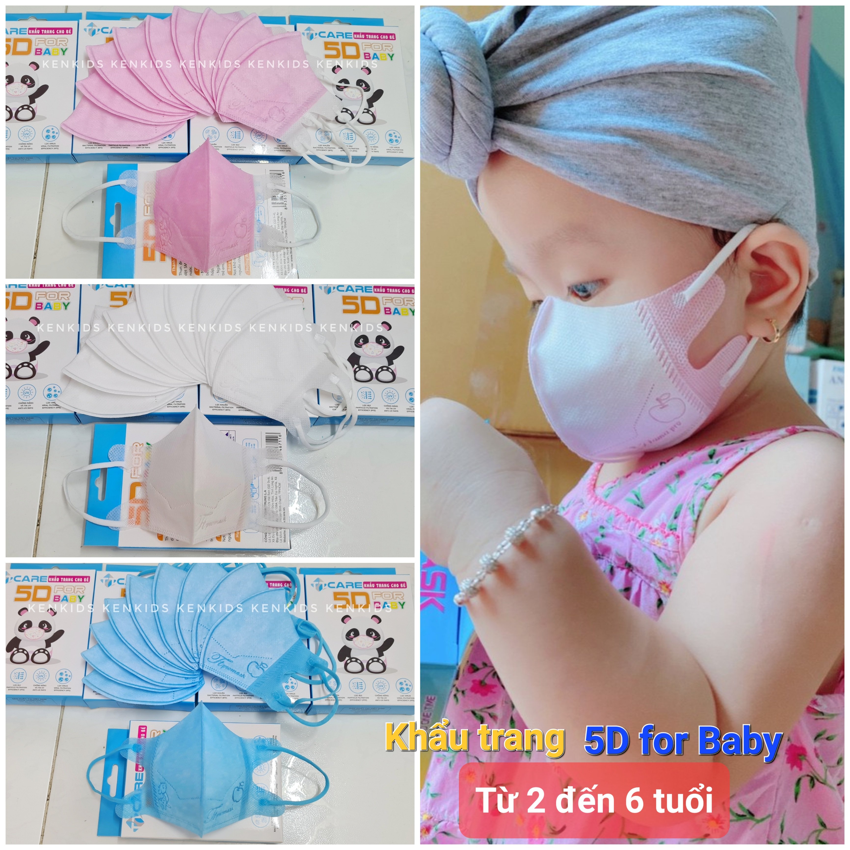 Hộp 10 khẩu trang 5d baby cho bé từ 2-6 tuổi
