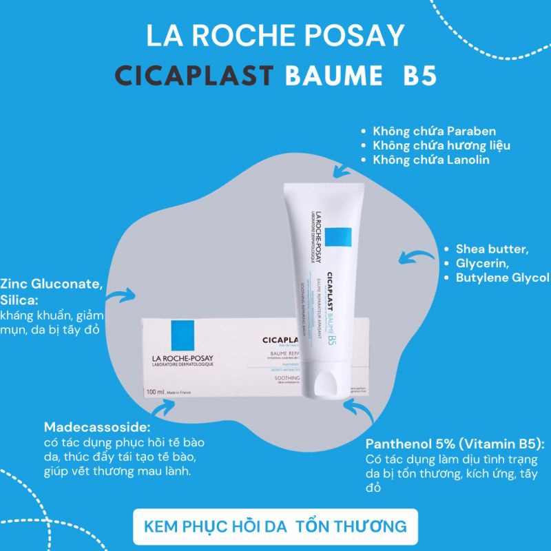 Kem Dưỡng La Roche Posay B5 phục hồi da Cicaplast Baume B5  Pháp