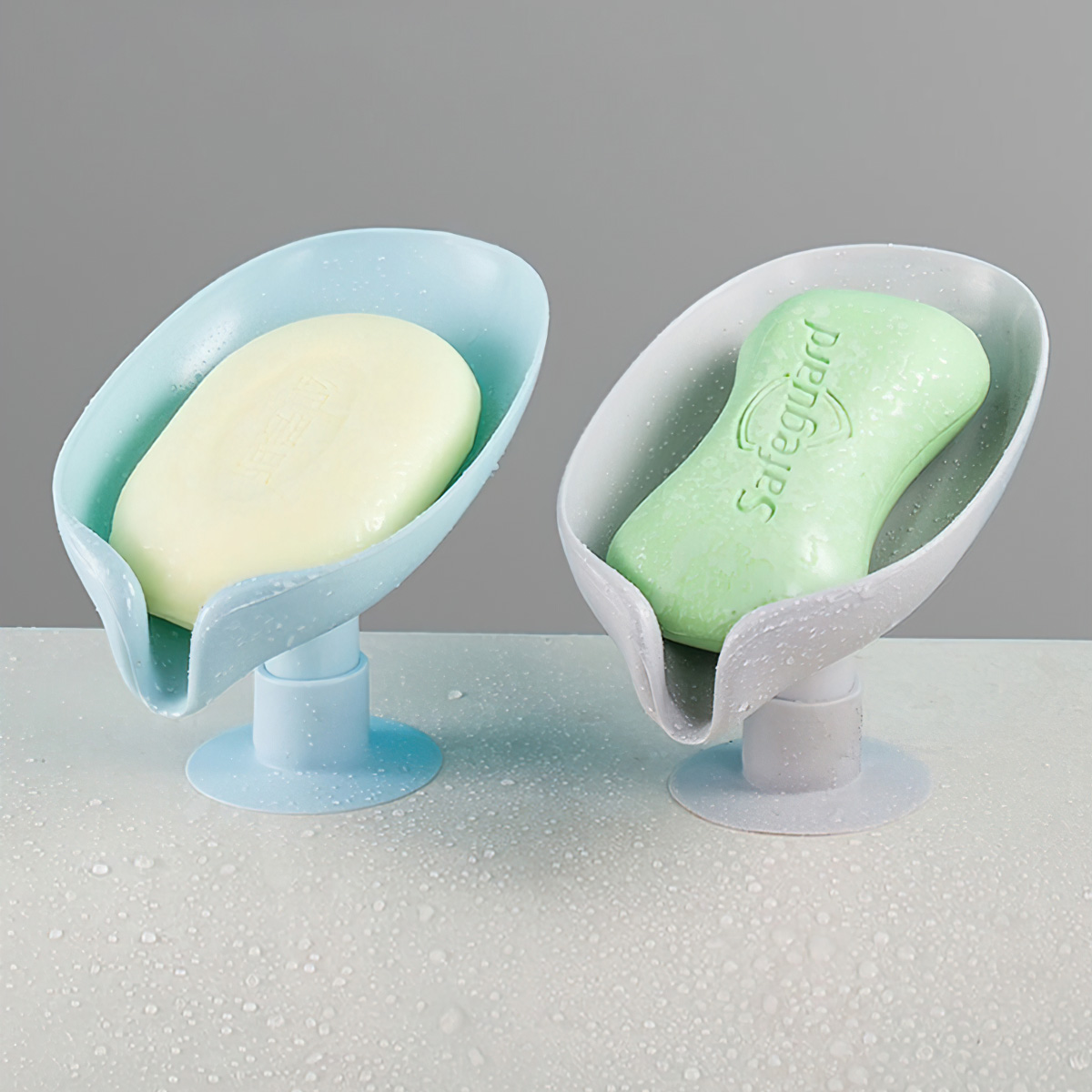 Sen-hause leaf shape soap dish organizer with draining ball bathroom plastic soap dish rack