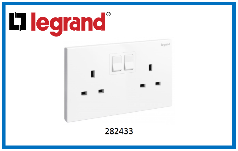 LEGRAND British standard socket outlet Galion 13A 250V 2 gang single