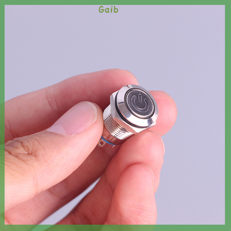 Gaib 12mm 12V Latching Push Button Black Metal LED Power Momentary Switch Waterproof.