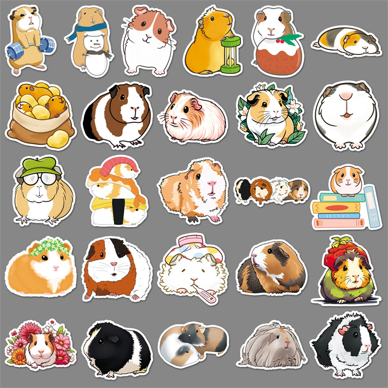 51Sheets Cute Cartoon Guinea Pig Graffiti Sticker Kawaii Aesthetic Stickers Laptop Notebook Suitcase Cup DIY Decoration StickersNIUMAO. 