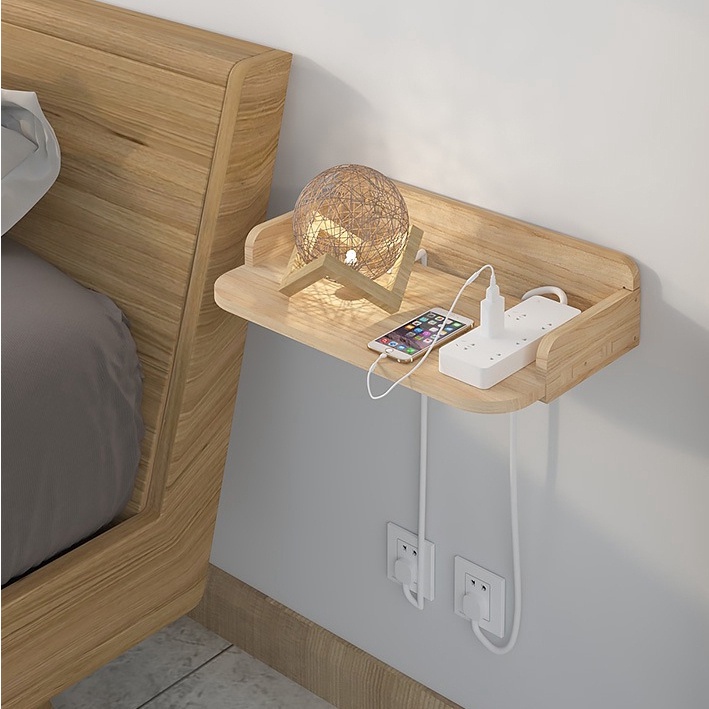 Kệ để wifi, điện thoại, cục sạc phụ kiện gắn tường gỗ thông. Kệ decor trang trí