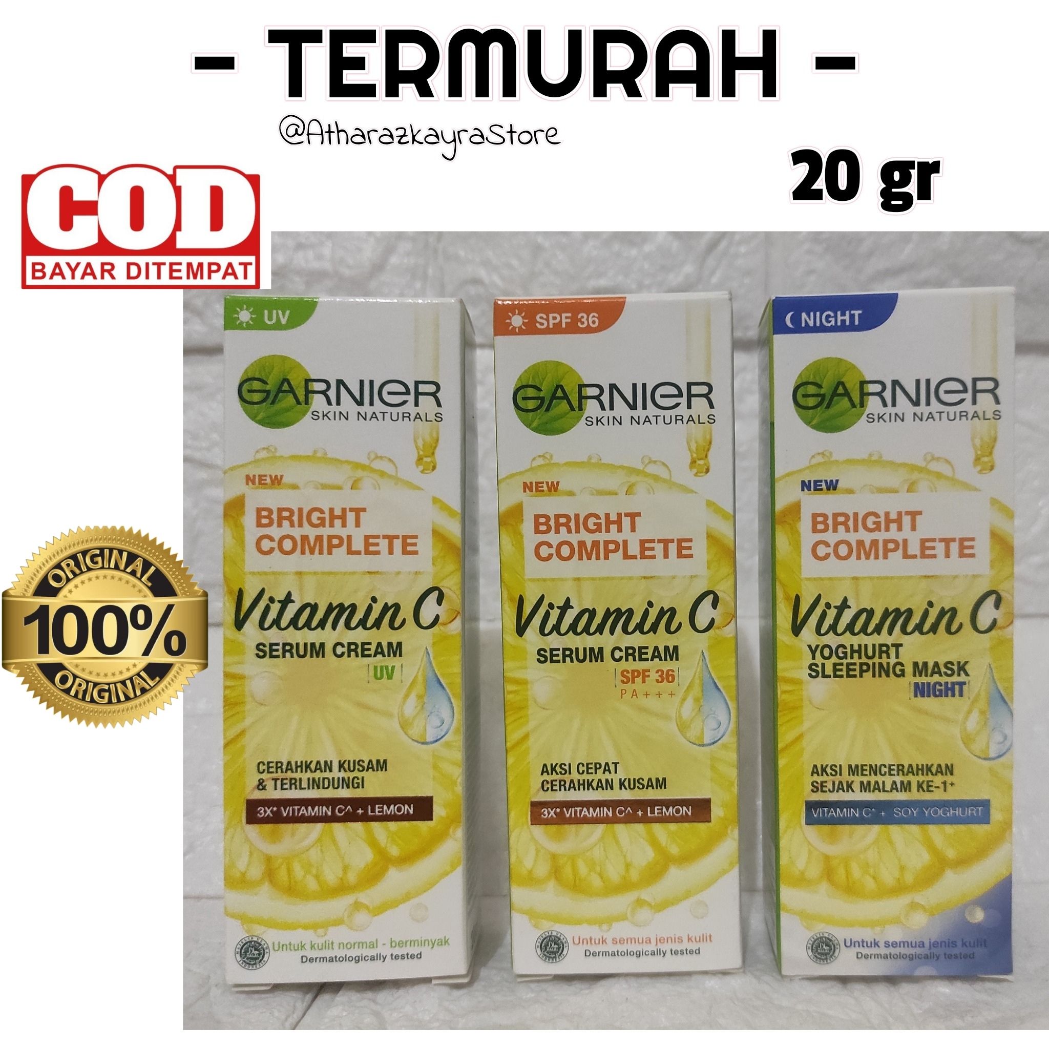 Krim Wajah Garnier Light/Bright Complete Vitamin C Day Cream UV Night