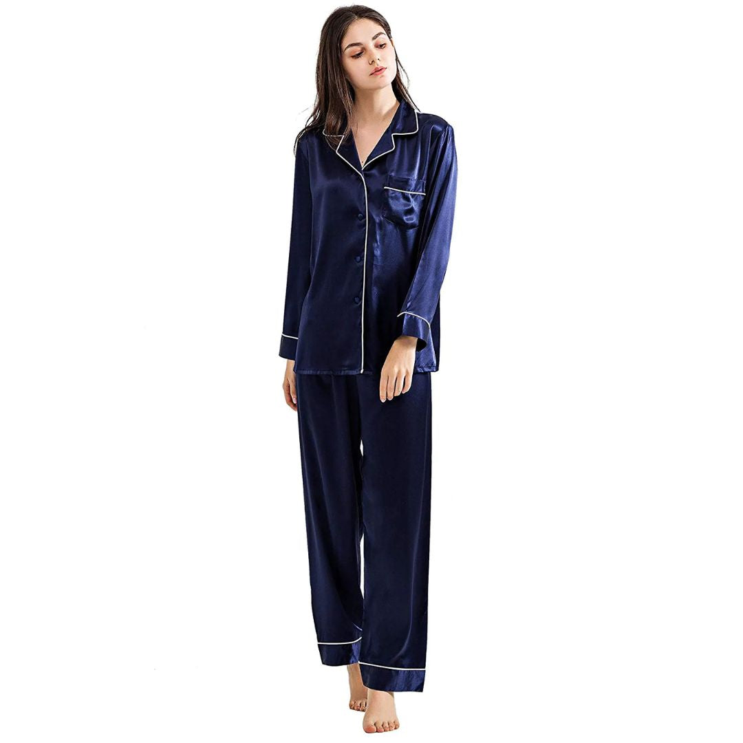 Persian Blue let me sleep V-Neck Women Night Suit PJ Set