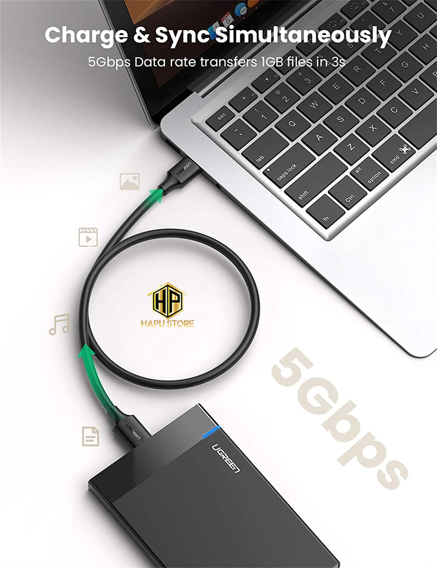 Cáp Micro USB 3.0 Ugreen 10841 dài 1m mạ vàng  - Hapuhouse