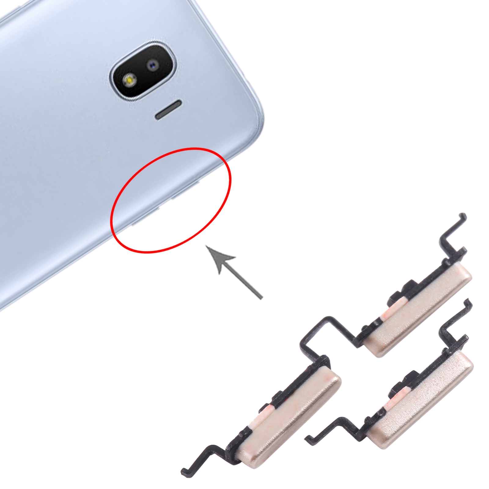 For Samsung Galaxy J2 Pro 2018 SM-J250 10pcs Power Button + Volume Control Button(Gold)( In Stock)