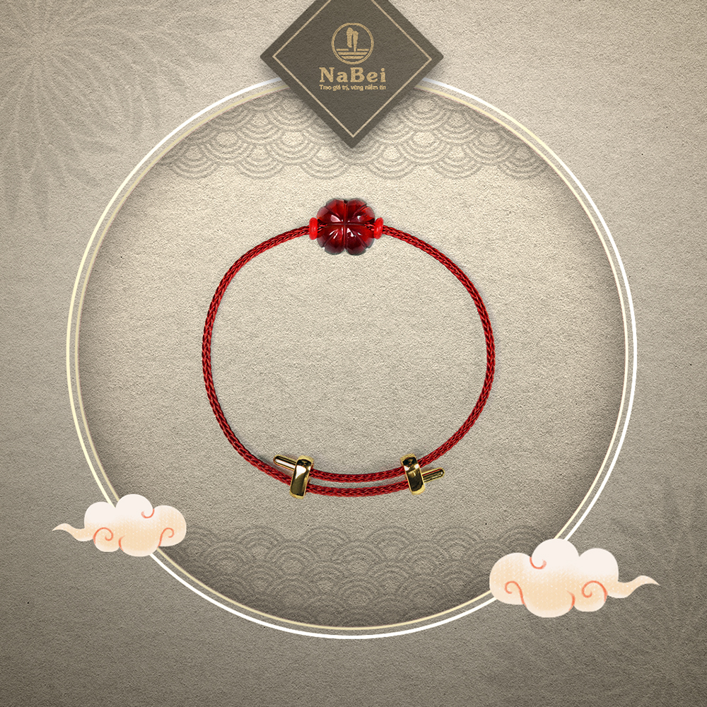 Vòng Tay Cỏ Bốn Lá Garnet Tự Nhiên Phù Hợp Mệnh Hỏa, Thổ NB209 - Phong Thuỷ NaBei Store