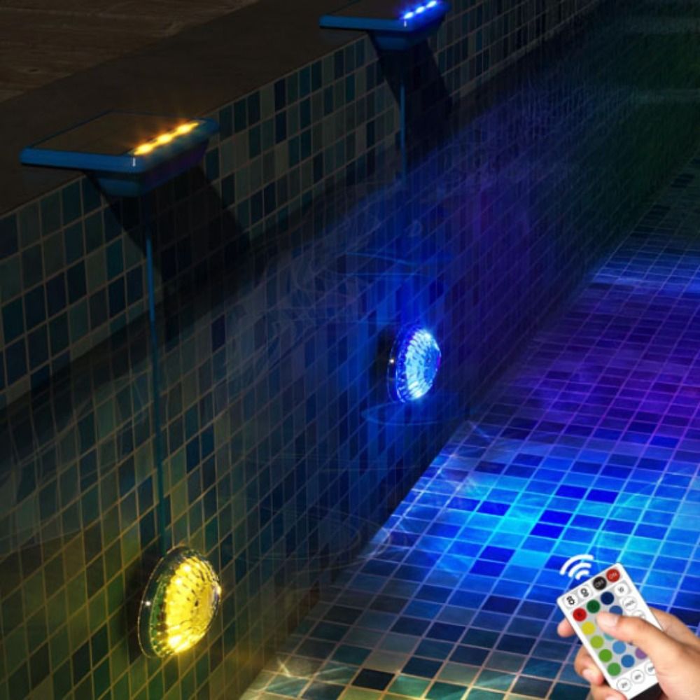 Underwater Lighting Remote Control Solar Pool LED Light RGB Color Timer ...
