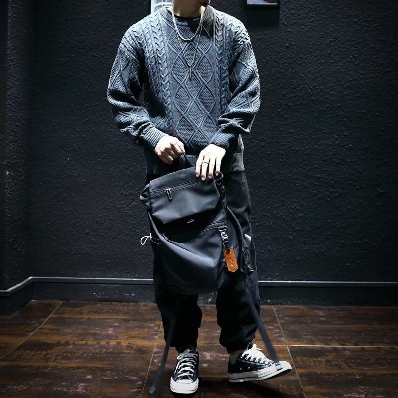 (M-3XL) Sweater sweater, men's Korean style trendy loose, winter in Japanese lazy sweater jacket358_voghion.com