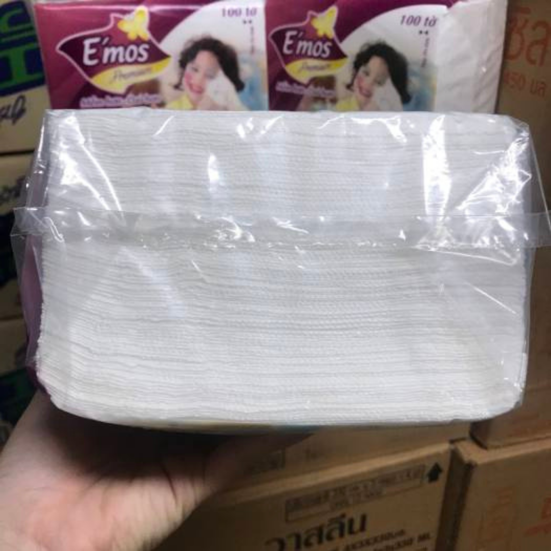 Khăn giấy vuông Emo'ss 100 tờ mềm mịn