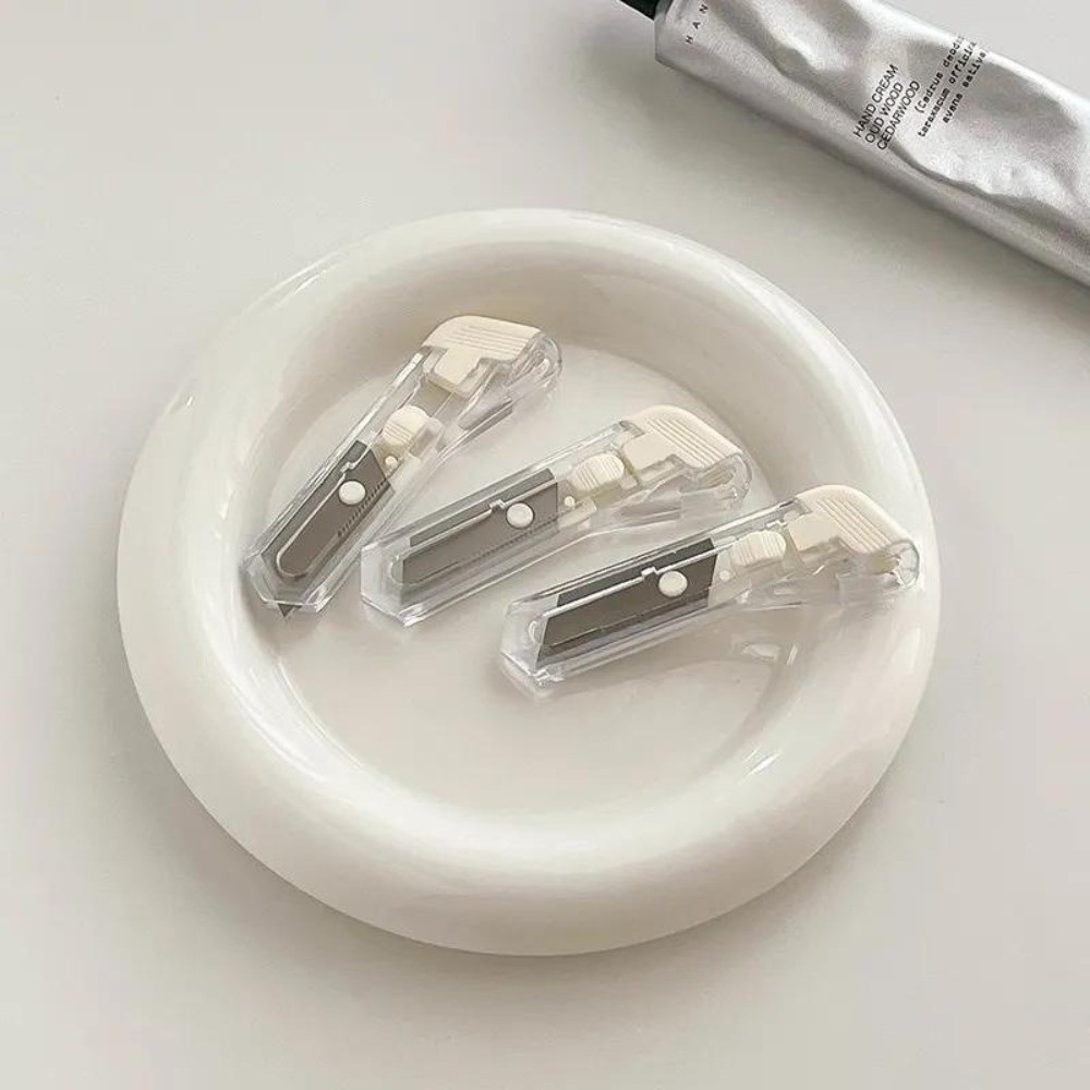 Translucent Mini Box Cutter Retractable Non-Slip Blades Letter Opener Paper Cutter Supplies Stationary. 