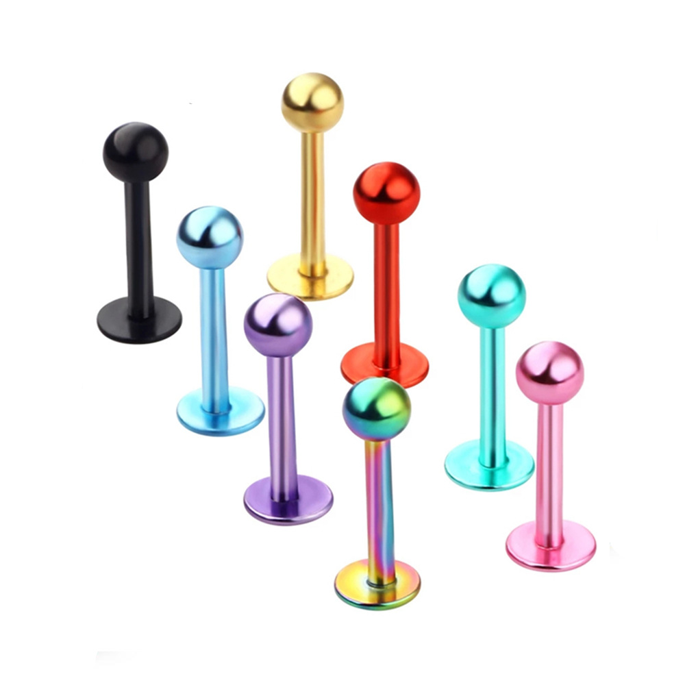 Basic human body piercing trinket stainless steel round ball small nose nail flat round bottom mushroom head pea lip nail. 