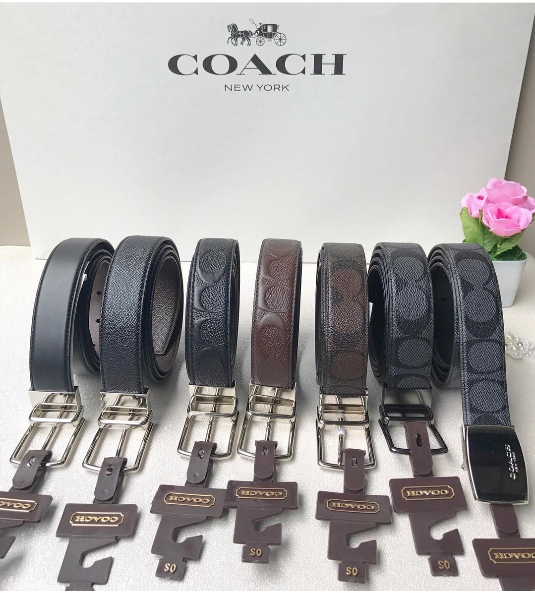 Original Coach Wide Harness Cut To Size Reversible Belt In Signature