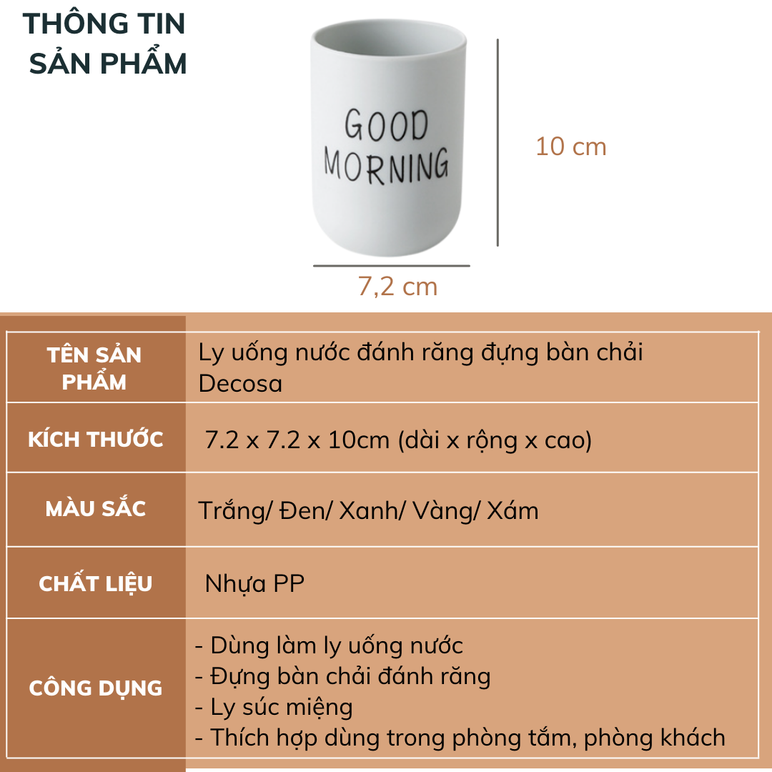 Ly uống nước ly đánh răng đựng bàn chải Decosa