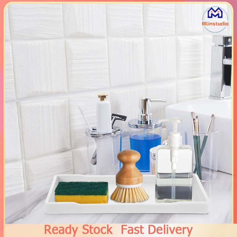 Mlinstudio Rectangle Bathroom Countertop Tray Dressing Table Melamine Jewelry Holder Towel Storage