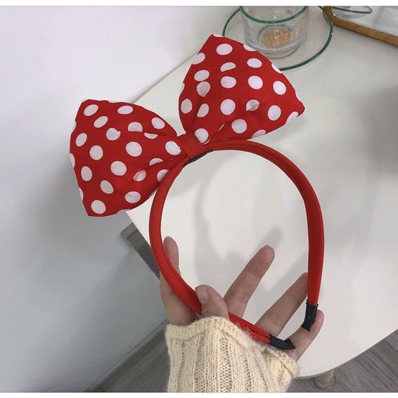 CC35 Cài tóc băng đô nữ bờm MICKEY nơ đỏ