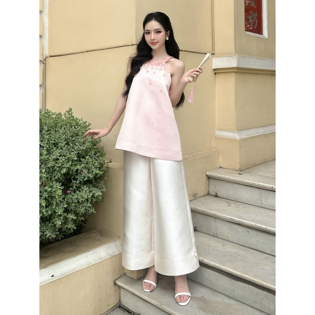 JOVEN Quần Cullot Taffta Dày Dặn Đứng Form