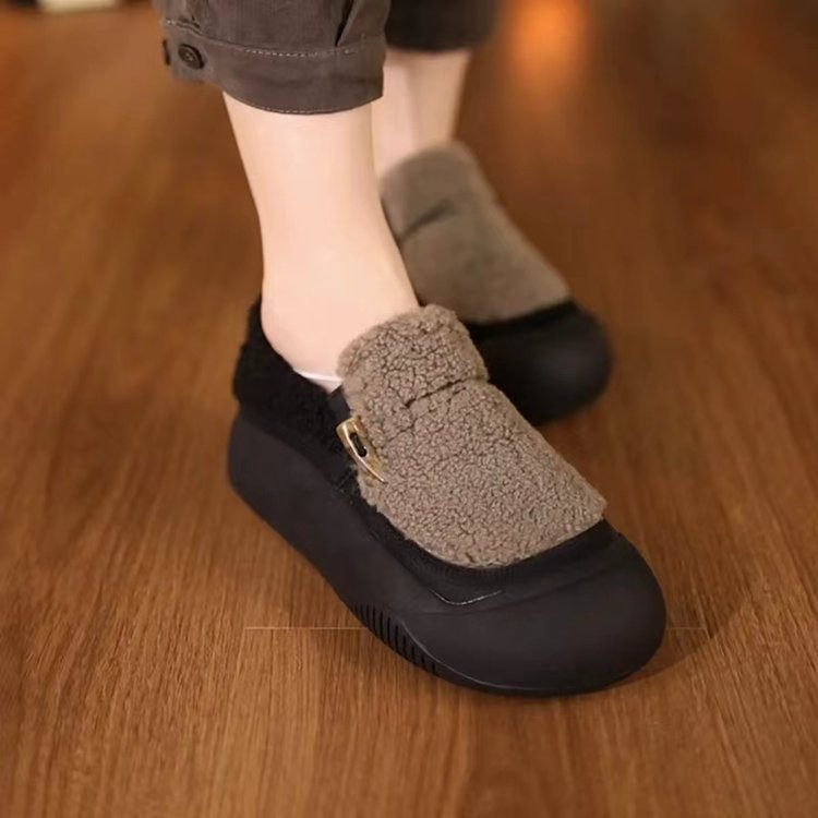 Vshoes giày một lớp thường ngày đế dày cho nữ giày lười đế mềm một chân mặt nhung đế bằng nữ