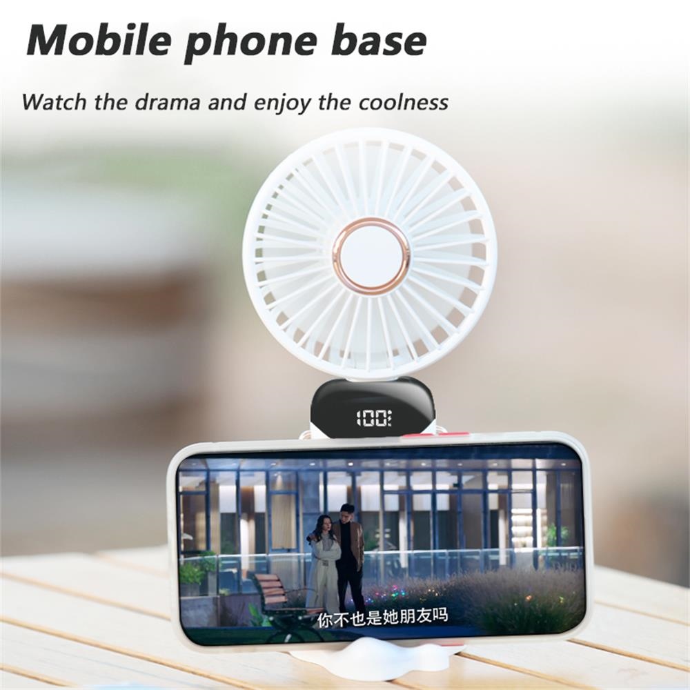【CC】♞▼㍿  2023 New Portable Display Handheld Fan Office Desktop Multifunctional Folding Headed Small Electric With A Neck