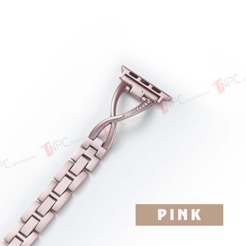Dây Đồng Hồ Apple Watch Kiểu Lắc Tay Đính Đá Chất Liệu Thép Không Gỉ Apple Watch Series 7 SE 6 5 4 3 2 1 kích cỡ 38mm 40mm 41mm 42mm 44mm 45mm